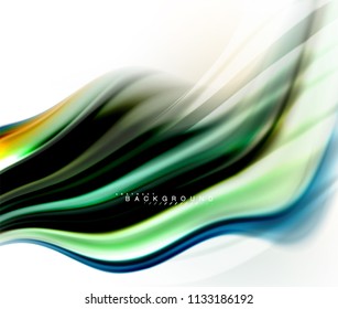 Concepto de mezcla fluida de colores en fondo gris claro, línea de flujo de onda y curva giratoria, plantilla de diseño abstracto de moda para presentación de negocios, banner de papel tapiz de aplicación, afiche o papel tapiz