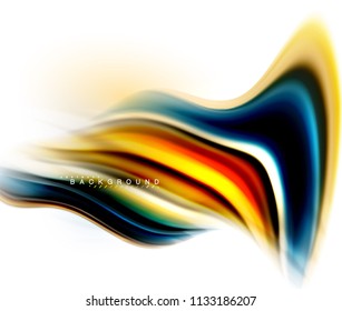 Concepto de mezcla fluida de colores en fondo gris claro, línea de flujo de onda y curva giratoria, plantilla de diseño abstracto de moda para presentación de negocios, banner de papel tapiz de aplicación, afiche o papel tapiz