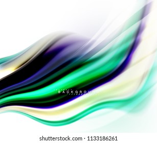 Fluid liquid mixing colors concept on light grey background, wave and swirl curve flow line, trendy abstract layout template for business presentation, app wallpaper banner, poster or wallpaper