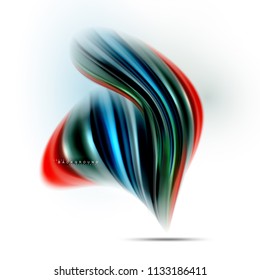 Concepto de mezcla fluida de colores en fondo gris claro, línea de flujo de onda y curva giratoria, plantilla de diseño abstracto de moda para presentación de negocios, banner de papel tapiz de aplicación, afiche o papel tapiz
