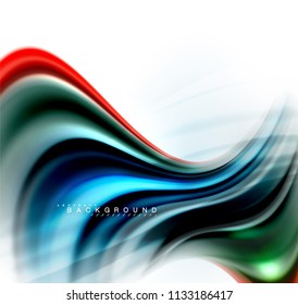 Fluid liquid mixing colors concept on light grey background, wave and swirl curve flow line, trendy abstract layout template for business presentation, app wallpaper banner, poster or wallpaper