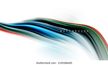 Fluid liquid mixing colors concept on light grey background, wave and swirl curve flow line, trendy abstract layout template for business presentation, app wallpaper banner, poster or wallpaper