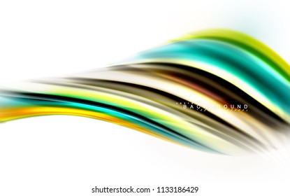 Fluid liquid mixing colors concept on light grey background, wave and swirl curve flow line, trendy abstract layout template for business presentation, app wallpaper banner, poster or wallpaper