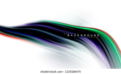 Líquido fluido misturando o conceito de cores no fundo cinza claro, onda e curva de espiral linha de fluxo, modelo de layout abstrato moderno para apresentação de negócios, banner de papel de parede de aplicativo, cartaz ou papel de parede