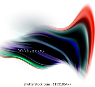 Concepto de mezcla fluida de colores en fondo gris claro, línea de flujo de onda y curva giratoria, plantilla de diseño abstracto de moda para presentación de negocios, banner de papel tapiz de aplicación, afiche o papel tapiz