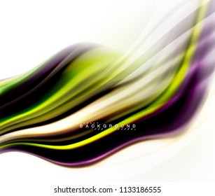 Fluid liquid mixing colors concept on light grey background, wave and swirl curve flow line, trendy abstract layout template for business presentation, app wallpaper banner, poster or wallpaper