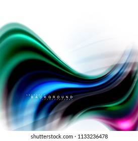 Fluid liquid mixing colors concept on light grey background, wave and swirl curve flow line, trendy abstract layout template for business presentation, app wallpaper banner, poster or wallpaper