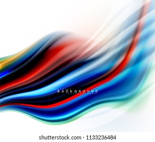Fluid liquid mixing colors concept on light grey background, wave and swirl curve flow line, trendy abstract layout template for business presentation, app wallpaper banner, poster or wallpaper