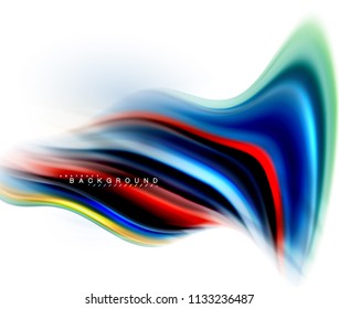 Concepto de mezcla fluida de colores en fondo gris claro, línea de flujo de onda y curva giratoria, plantilla de diseño abstracto de moda para presentación de negocios, banner de papel tapiz de aplicación, afiche o papel tapiz