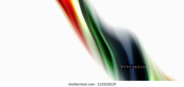 Fluid liquid mixing colors concept on light grey background, curve flow, trendy abstract layout template for business or technology presentation or web brochure cover, wallpaper. Vector illustration