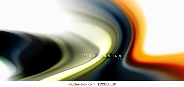 Fluid liquid mixing colors concept on light grey background, curve flow, trendy abstract layout template for business or technology presentation or web brochure cover, wallpaper. Vector illustration