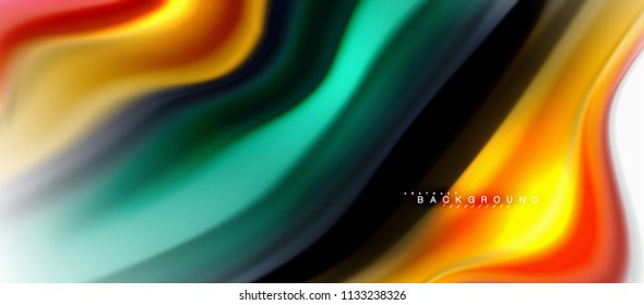 Fluid liquid mixing colors concept on light grey background, curve flow, trendy abstract layout template for business or technology presentation or web brochure cover, wallpaper. Vector illustration
