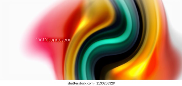 Fluid liquid mixing colors concept on light grey background, curve flow, trendy abstract layout template for business or technology presentation or web brochure cover, wallpaper. Vector illustration