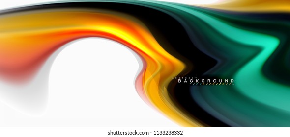 Fluid liquid mixing colors concept on light grey background, curve flow, trendy abstract layout template for business or technology presentation or web brochure cover, wallpaper. Vector illustration