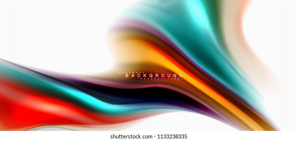 Fluid liquid mixing colors concept on light grey background, curve flow, trendy abstract layout template for business or technology presentation or web brochure cover, wallpaper. Vector illustration
