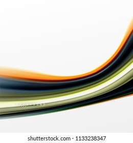 Fluid liquid mixing colors concept on light grey background, curve flow, trendy abstract layout template for business or technology presentation or web brochure cover, wallpaper. Vector illustration