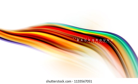 Fluid liquid mixing colors concept on light grey background, wave and swirl curve flow line, trendy abstract layout template for business presentation, app wallpaper banner, poster or wallpaper