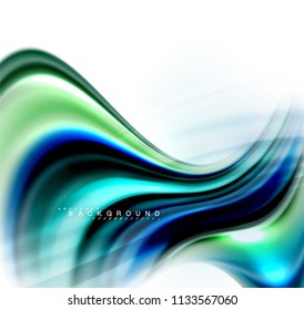 Concepto de mezcla fluida de colores en fondo gris claro, línea de flujo de onda y curva giratoria, plantilla de diseño abstracto de moda para presentación de negocios, banner de papel tapiz de aplicación, afiche o papel tapiz