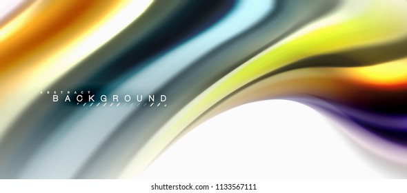 Fluid liquid mixing colors concept on light grey background, curve flow, trendy abstract layout template for business or technology presentation or web brochure cover, wallpaper. Vector illustration