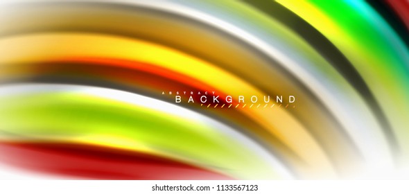 Concepto de mezcla fluida de colores en fondo gris claro, flujo de curvas, plantilla de diseño abstracto de moda para presentación de negocios o tecnología o portada de folletos web, fondo de pantalla. Ilustración del vector