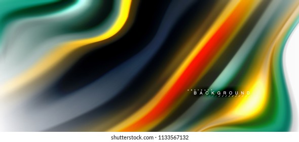 Fluid liquid mixing colors concept on light grey background, curve flow, trendy abstract layout template for business or technology presentation or web brochure cover, wallpaper. Vector illustration