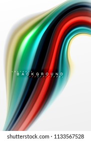 Fluid liquid mixing colors concept on light grey background, curve flow, trendy abstract layout template for business or technology presentation or web brochure cover, wallpaper. Vector illustration