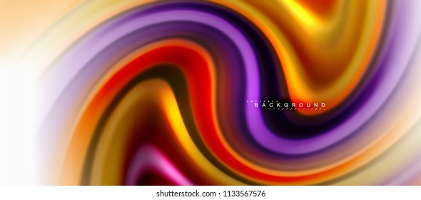 Fluid liquid mixing colors concept on light grey background, curve flow, trendy abstract layout template for business or technology presentation or web brochure cover, wallpaper. Vector illustration