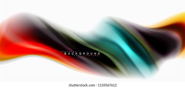 Fluid liquid mixing colors concept on light grey background, curve flow, trendy abstract layout template for business or technology presentation or web brochure cover, wallpaper. Vector illustration