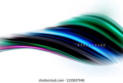 Fluid liquid mixing colors concept on light grey background, wave and swirl curve flow line, trendy abstract layout template for business presentation, app wallpaper banner, poster or wallpaper