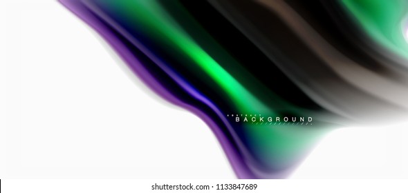 Fluid liquid mixing colors concept on light grey background, curve flow, trendy abstract layout template for business or technology presentation or web brochure cover, wallpaper. Vector illustration