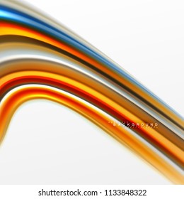 Fluid liquid mixing colors concept on light grey background, curve flow, trendy abstract layout template for business or technology presentation or web brochure cover, wallpaper. Vector illustration