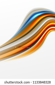 Fluid liquid mixing colors concept on light grey background, curve flow, trendy abstract layout template for business or technology presentation or web brochure cover, wallpaper. Vector illustration