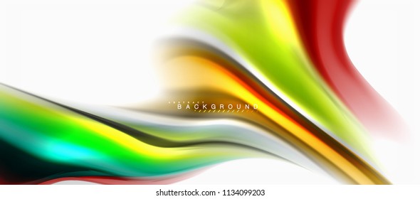 Fluid liquid mixing colors concept on light grey background, curve flow, trendy abstract layout template for business or technology presentation or web brochure cover, wallpaper. Vector illustration