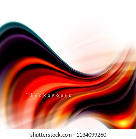 Fluid liquid mixing colors concept on light grey background, wave and swirl curve flow line, trendy abstract layout template for business presentation, app wallpaper banner, poster or wallpaper