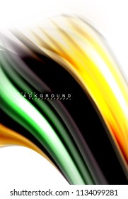 Concepto de mezcla fluida de colores en fondo gris claro, línea de flujo de onda y curva giratoria, plantilla de diseño abstracto de moda para presentación de negocios, banner de papel tapiz de aplicación, afiche o papel tapiz
