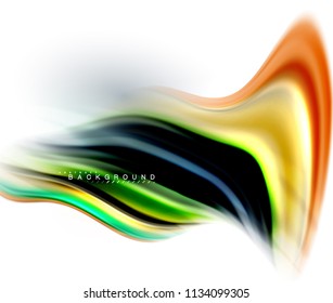 Fluid liquid mixing colors concept on light grey background, wave and swirl curve flow line, trendy abstract layout template for business presentation, app wallpaper banner, poster or wallpaper