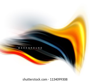 Fluid liquid mixing colors concept on light grey background, wave and swirl curve flow line, trendy abstract layout template for business presentation, app wallpaper banner, poster or wallpaper