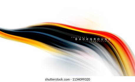 Fluid liquid mixing colors concept on light grey background, wave and swirl curve flow line, trendy abstract layout template for business presentation, app wallpaper banner, poster or wallpaper