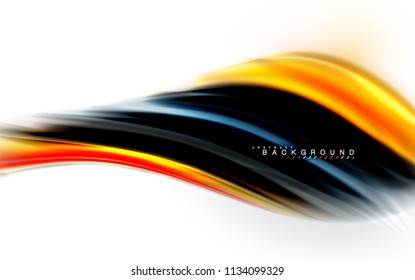 Fluid liquid mixing colors concept on light grey background, wave and swirl curve flow line, trendy abstract layout template for business presentation, app wallpaper banner, poster or wallpaper