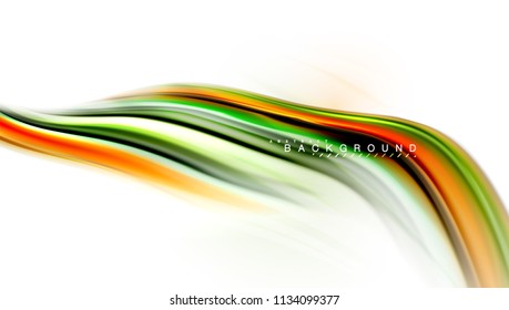 Concepto de mezcla fluida de colores en fondo gris claro, línea de flujo de onda y curva giratoria, plantilla de diseño abstracto de moda para presentación de negocios, banner de papel tapiz de aplicación, afiche o papel tapiz