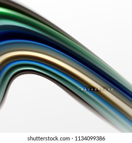 Fluid liquid mixing colors concept on light grey background, curve flow, trendy abstract layout template for business or technology presentation or web brochure cover, wallpaper. Vector illustration