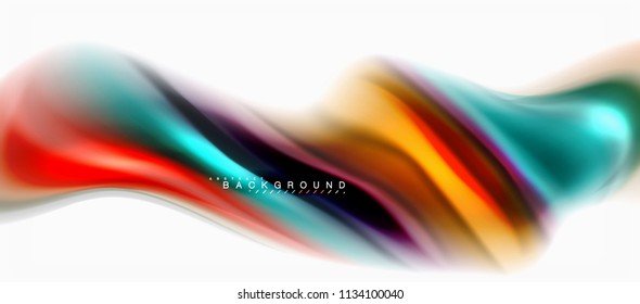 Fluid liquid mixing colors concept on light grey background, curve flow, trendy abstract layout template for business or technology presentation or web brochure cover, wallpaper. Vector illustration