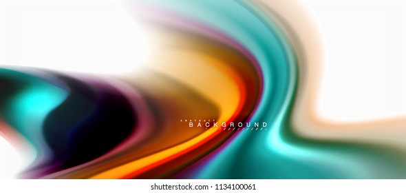 Fluid liquid mixing colors concept on light grey background, curve flow, trendy abstract layout template for business or technology presentation or web brochure cover, wallpaper. Vector illustration