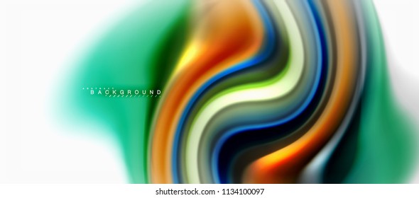 Fluid liquid mixing colors concept on light grey background, curve flow, trendy abstract layout template for business or technology presentation or web brochure cover, wallpaper. Vector illustration