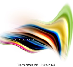 Fluid liquid mixing colors concept on light grey background, wave and swirl curve flow line, trendy abstract layout template for business presentation, app wallpaper banner, poster or wallpaper