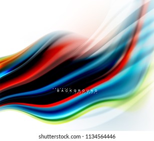 Fluid liquid mixing colors concept on light grey background, wave and swirl curve flow line, trendy abstract layout template for business presentation, app wallpaper banner, poster or wallpaper