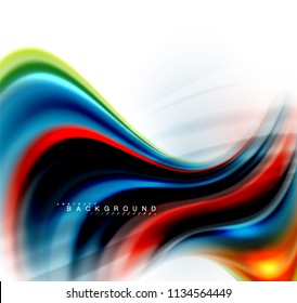 Fluid liquid mixing colors concept on light grey background, wave and swirl curve flow line, trendy abstract layout template for business presentation, app wallpaper banner, poster or wallpaper