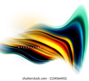 Fluid liquid mixing colors concept on light grey background, wave and swirl curve flow line, trendy abstract layout template for business presentation, app wallpaper banner, poster or wallpaper