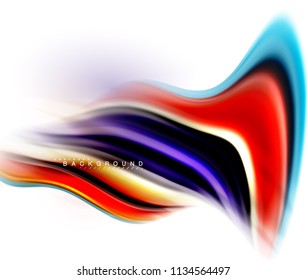 Fluid liquid mixing colors concept on light grey background, wave and swirl curve flow line, trendy abstract layout template for business presentation, app wallpaper banner, poster or wallpaper