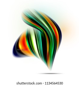 Concepto de mezcla fluida de colores en fondo gris claro, línea de flujo de onda y curva giratoria, plantilla de diseño abstracto de moda para presentación de negocios, banner de papel tapiz de aplicación, afiche o papel tapiz